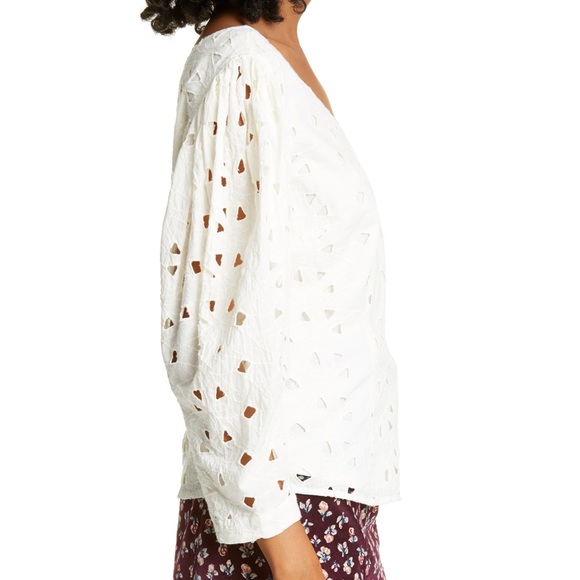 LA VIE REBECCA TAYLOR EMBROIDERED TOP IVORY SZ S - Picture 2 of 8